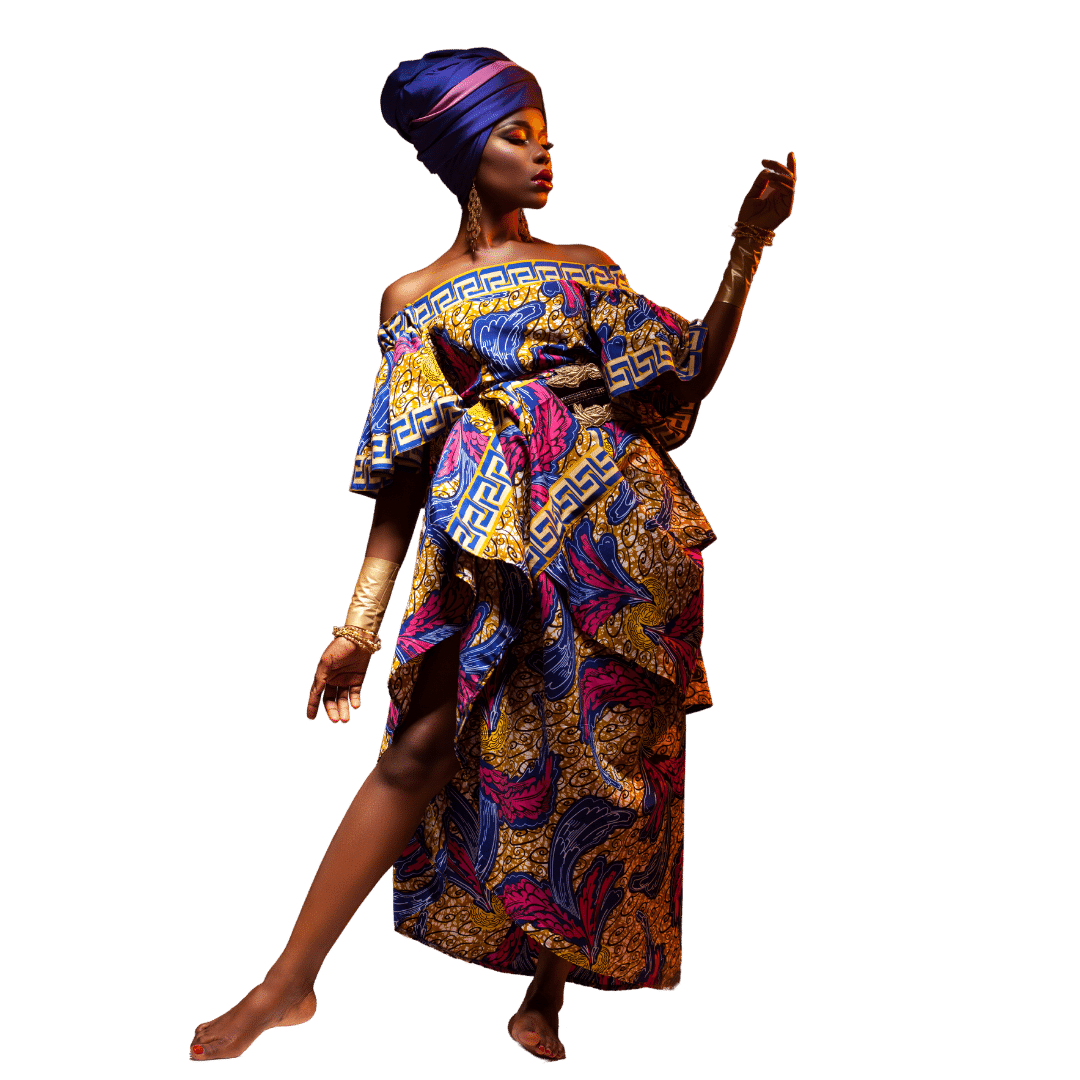 Sankofa Journey beautiful african woman wearing designer clothes in Ghana