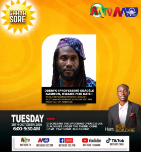 Read more about the article Tune in: Ɔbenfo Ọbádélé Kambon on Ghana Sore — Tuesday, 20 October